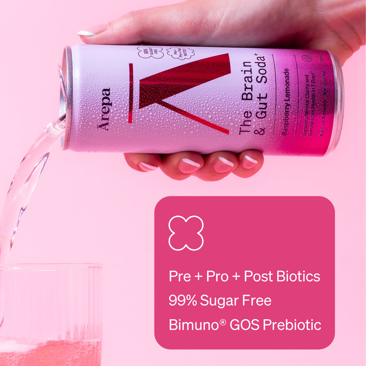 The Brain & Gut Soda⁺ Raspberry Lemonade - Drink Ārepa