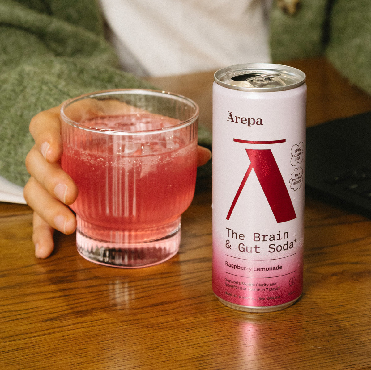 The Brain & Gut Soda⁺ Raspberry Lemonade - Drink Ārepa